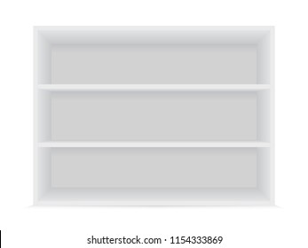 Blank horizontal shelves on a white background. Vector mockup.