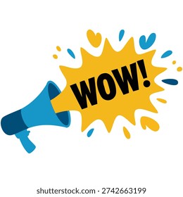 Blank huge round speech bubble with megaphone announcement isolated vector illustration