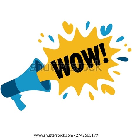 Blank huge round speech bubble with megaphone announcement isolated vector illustration