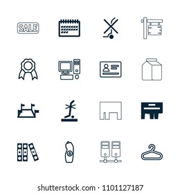 Blank icon. collection of 16 blank filled and outline icons such as calendar, no standing nearby, passport, hanger, locations, ad. editable blank icons for web and mobile.