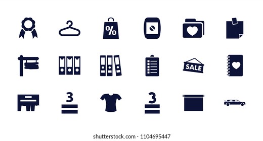 Blank icon. collection of 18 blank filled icons such as hanger, t-shirt, direction board, 3 allowed, notebook with heart. editable blank icons for web and mobile.