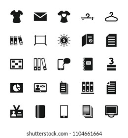 Blank icon. collection of 25 blank filled icons such as hanger, mail, diploma, paper, t-shirt with heart, display, document, badge. editable blank icons for web and mobile.