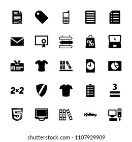 Blank icon. collection of 25 blank filled icons such as car, t-shirt, mail, 3 allowed, display, binder, document, laptop, paper. editable blank icons for web and mobile.