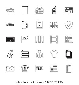 Blank icon. collection of 25 blank outline icons such as direction   isolated, passport, car, tag, sale, t-shirt, calendar, document. editable blank icons for web and mobile.