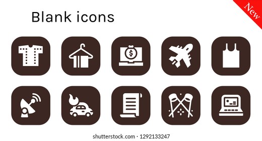  blank icon set. 10 filled blank icons. Simple modern icons about  - Shirt, Hanger, Laptop, Plane, Tank top, Satellite, Car, Papyrus, Spotlight