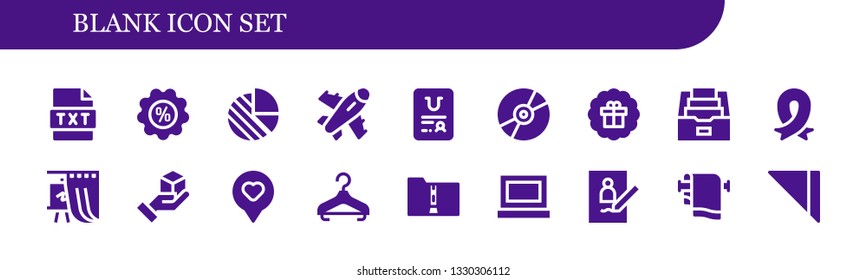 blank icon set. 18 filled blank icons.  Simple modern icons about  - Text, Discount, Pie chart, Plane, Certificate, Compact disc, Sticker, Folder, Ribbon, Gallery, Cube, Location