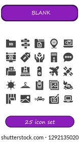  blank icon set. 25 filled blank icons. Simple modern icons about  - Folder, Direction sign, Document, Location, Laptop, Computer, Price label, Cube, Comment, Hanger, Plane, Satellite