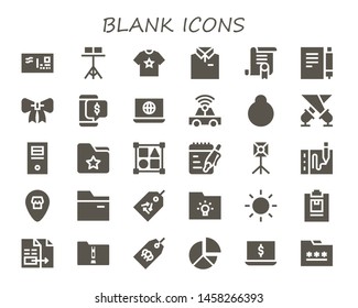 blank icon set. 30 filled blank icons.  Simple modern icons about  - Envelope, Stand, Shirt, Certificate, Note, Ribbon, Discount, Laptop, Car, Location, Spotlight, Computer, Folder