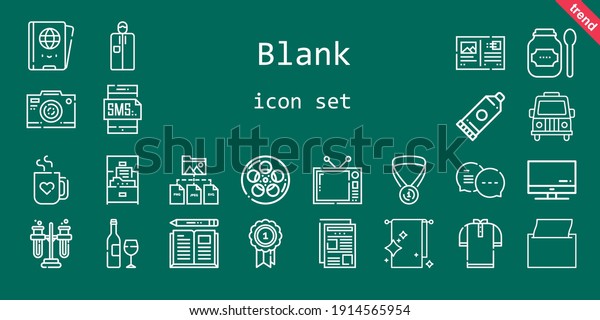 blank icon set. line icon style. blank related\
icons such as newspaper, van, smartphone, glue, television, book,\
screen, portable, film, photo camera, products, napkin, folder,\
shirt, passport