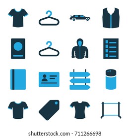 Blank icons set. set of 16 blank bi-color icons such as direction   isolated, passport, pepper, hanger, tag, document, car, t-shirt, sleeveless shirt