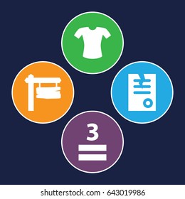 Blank icons set. set of 4 blank filled icons such as t-shirt, paper, direction board