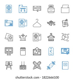 blank icons set. Collection of blank with notebook, tissues, marker, board, canvas, certificate, tag, pictures, notepad, computer, pie chart. Editable and scalable blank icons.