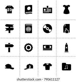 Blank icons. vector collection filled blank icons. includes symbols such as sun, disc, music folder, vhs, badge, document, tooth paste. use for web, mobile and ui design.