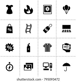 Blank icons. vector collection filled blank icons. includes symbols such as fire, drain cleaner, balloon, computer, filmstrip, frame. use for web, mobile and ui design.