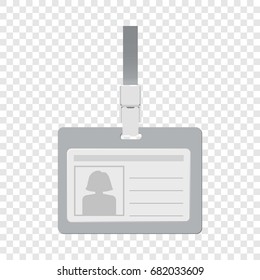 Blank identification card with clasp and lanyard mockup. Realistic illustration of blank identification card with clasp and lanyard vector mockup for web