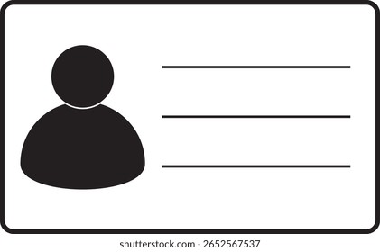 Icono de tarjeta de identidad en blanco, Plantilla de Perfil del usuario


