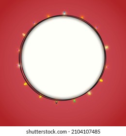 Blank Illuminated circular banner with light. Vector illustration