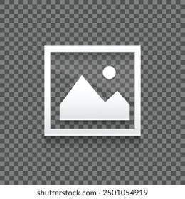 Imagen en blanco o diseño de icono de marcador de posición de fotos sobre fondo transparente. Diseño del icono de la interfaz de usuario. Ilustración vectorial.