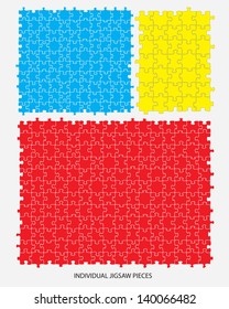 Blank individual jigsaw pieces that can be moved, colored or filled to suit your own artwork.