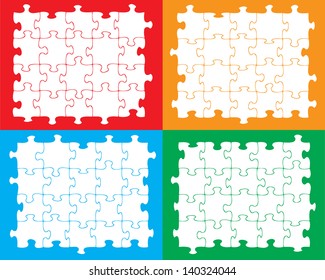 Blank individual jigsaw pieces that can be moved, colored or filled to suit your own artwork.