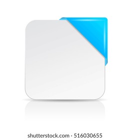 Blank info card with blue corner vector illustration isolated on white background