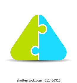 Blank infographic pyramidal diagram vector illustration isolated on white background. Puzzle jigsaw diagram. Pros and cons infographics chart template.
