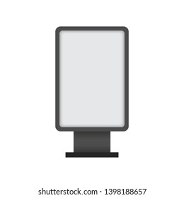 Blank interactive outdoor kiosk. Display kiosk stand, blank mockup advertising touch. Vector stock illustration.