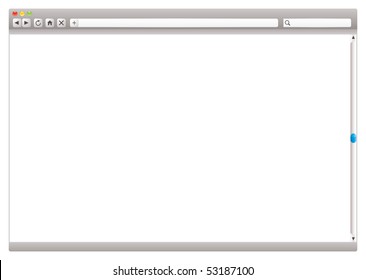 Blank internet browser with navigation arrows and slider