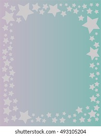 blank invitation in violet and blue color framed with shiny stars