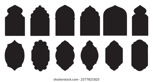 Blank Islamic shape template vector. Islamic Icon door and window shape. Islamic arabesque pattern. Vector illustration EPS 10