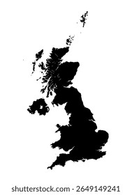 Blank isolated map of UK United Kingdom. Easily editable.