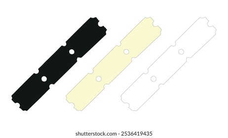 Blank isolated tickets, amusement park tickets, children slot machine tickets, winning for children at the amusement park, tickets for decoration and design in different colors, childhood concept