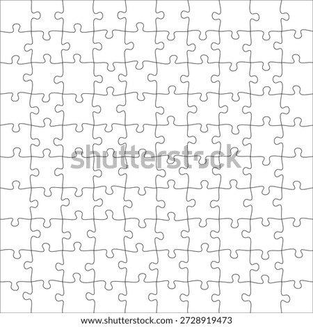 Blank kinder puzzle template with separate jigsaw pieces for kids’ educational games, vector design for printable crafts, learning activities, and creative mockups.