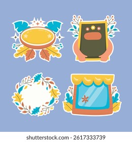 Blank label commerce sticker collection set in isolated background
