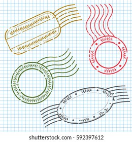 Blank label postage stamps set.illustration vector