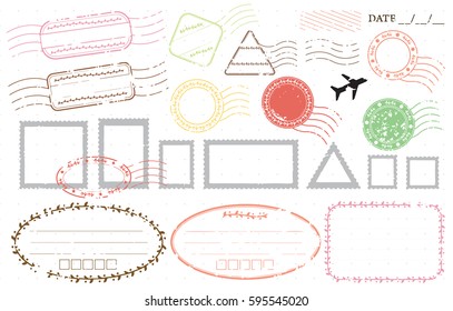 Blank label postage stamps set.illustration vector
