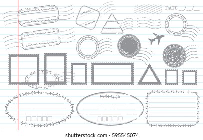 Blank label postage stamps set.illustration vector