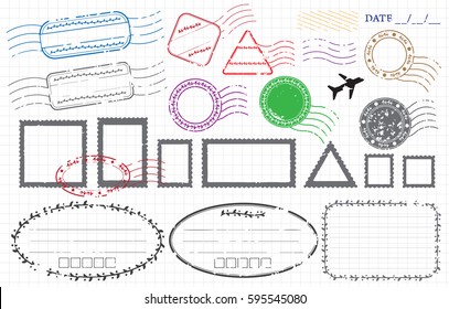 Blank label postage stamps set.illustration vector