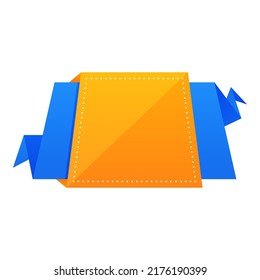 Blank Label Or Sticker, Template Element In Blue And Chrome Yellow Color.