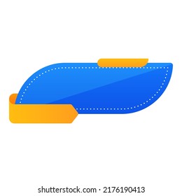 Blank Label Or Tag Element In Blue And Chrome Yellow Color.