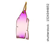 Blank Label Tag Hanging On Rope Vector. Empty Shabby Label Clothes Element For Price Or Product Information. Engraving Template Designed In Vintage Style Color Illustration