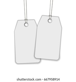 Blank label or tag isolated on white background. Realistic vector template, gift tag mock up. 