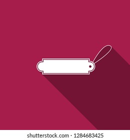 Blank label template price tag icon isolated with long shadow. Empty shopping discounts sticker. Template discount banner. Flat design. Vector Illustration