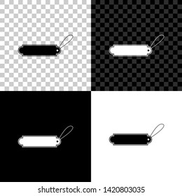 Blank label template price tag icon isolated on black, white and transparent background. Empty shopping discounts sticker. Template discount banner. Vector Illustration