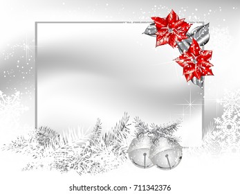 Blank label with two silver jingle bells