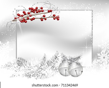 Blank label with two silver jingle bells