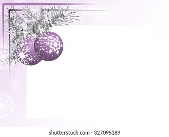 Blank label with two violet christmas balls