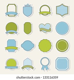 blank labels over beige background. vector illustration