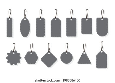 Blank labels template. Empty badges collection isolated on grey background 