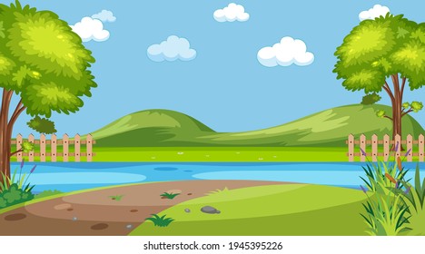 Blank landscape in nature park scene illustration